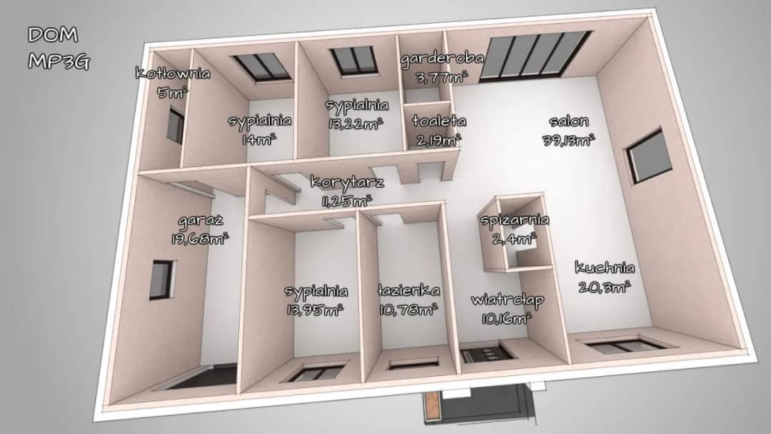 Dom parterowy 2 pokoje i salon: kompaktowy projekt dla rodziny